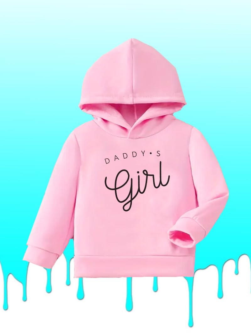 KiddieKisses Girls Cotton Fleece Hooded Neck Sweatshirt, Daddy's Girl Printed Sweatshirt, Pink, 2 to 3 Years