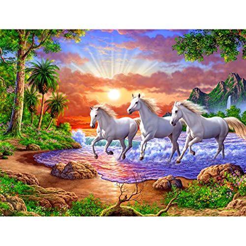 ZHXXFD Diamond Painting Strass Complet 50X60 Broderie Diamant Kit Complet Grand Format Animaux Cheval Diamant Painting Enfant Adulte Full Drill Art Kits,A16 Cover