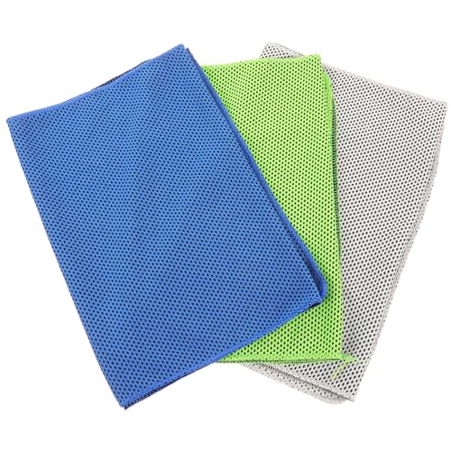 BESTonZON 3 Piezas Toallas Deportivas de Microfibra Toallas de Gimnasio Rápidas y Cómodas Secado Rápido para Yoga Camping y Senderismo Pack con Colores Gris Azul y Verde