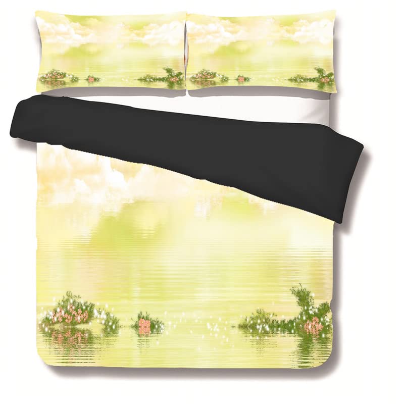 Parure de lit 240 x 260 Le Paysage Vert en microfibre 110g/㎡ avec zip