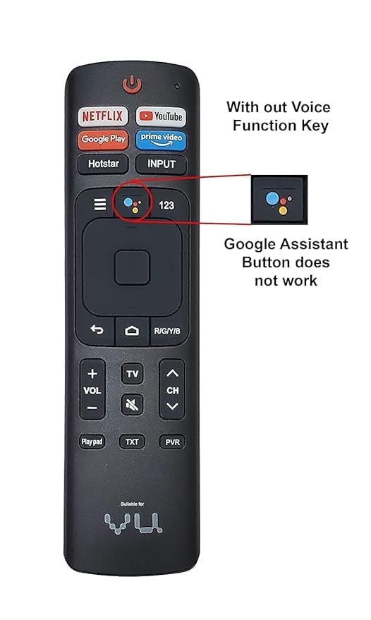 Image of Remote Control Compatible for VU LED Smart TV 4k Without Voice Command with Netflix & P-Video hot Keys [Please Match The Image with Your Old Remote]