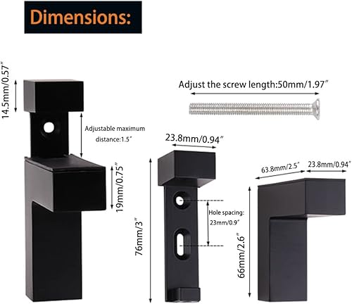 Miniatura 2 de Soportes de estante de vidrio, 2 soportes de estante flotantes de madera ajustables, soportes de montaje, soportes de pared para estantes de vidrio,