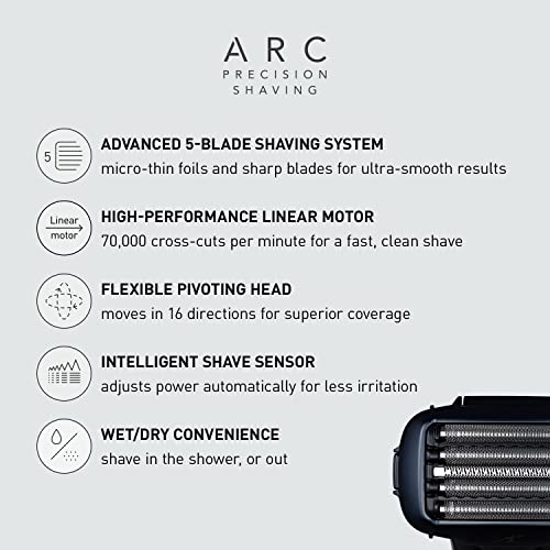 Image of Panasonic Arc5 Electric Razor for Men ES-LV67-K + Replacement Outer Foil WES9173P, Wet Dry 5-Blade Shaver with Intelligent Shave Sensor and 16D Flexible Pivoting Head, ES-AM67-K, Black