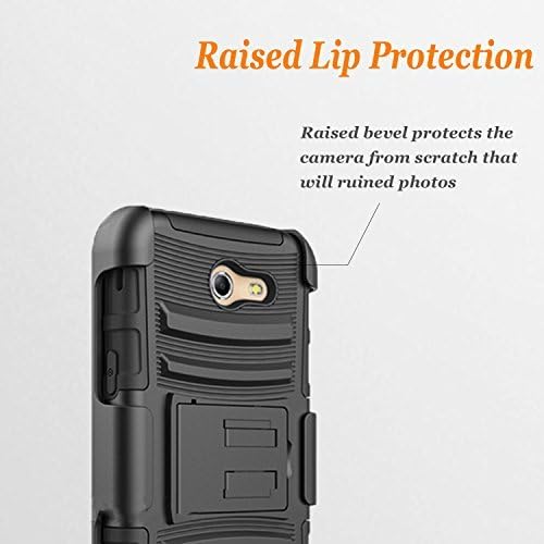 Galaxy J7 V Case, Galaxy J7 Perx Case, Galaxy J7 Sky Pro Case, [Combo Holster] and Built-in Kickstand Bundled with [Premium Screen Protector] Hybird Shockproof and Circlemalls Stylus Pen(Black)