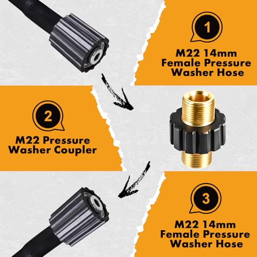 Twinkle Star Pressure Washer Hose Quick Connector, M22 Metric Male Thread Fitting, TWIS375 - Thumbnail 4