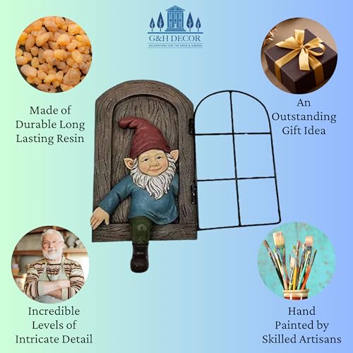 29 cm großer Baumzwerg mit Ausgangstür – Gartenzwerge – handgefertigt mit aufwendigen Details – für den Innen- und Außenbereich geeignet – Frost- und lichtbeständiger Baumschmuck für den Garten – Bild 4