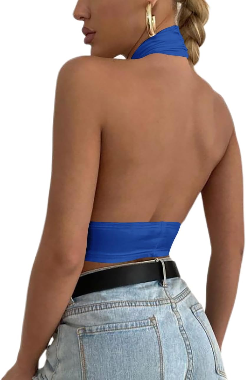 Rooscier Women's Sexy Crisscross Halter Cutout Sleeveless Backless Cami Crop Top - Image 2