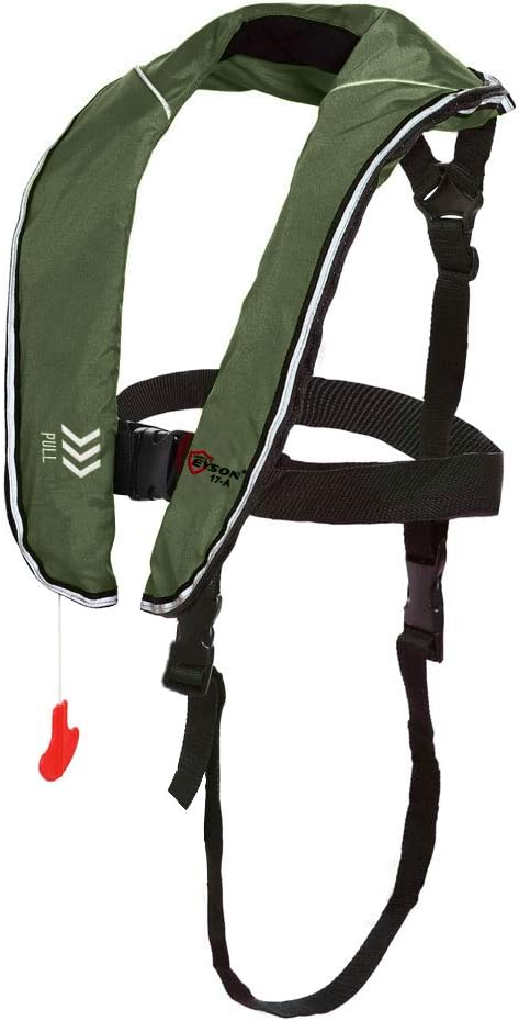 Top Safety Child Life Jacket with Whistle - Auto Inflatable Slim Lifejacket Life Vest PFD for Children Kids Youth - Boating Fishing Sailing Kayaking Surfing Swimming - Adjustable Life Saving Vest