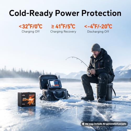 Image of LiTime 12V 30Ah Ice Fishing & Portable Bluetooth LiFePO4 Battery, 12 Volt Mini Self-Heating Lithium Battery, 4000+ Deep Cycle, Built-in BMS, Low-Temp Protection for Fish Finder, Kayak, Camping