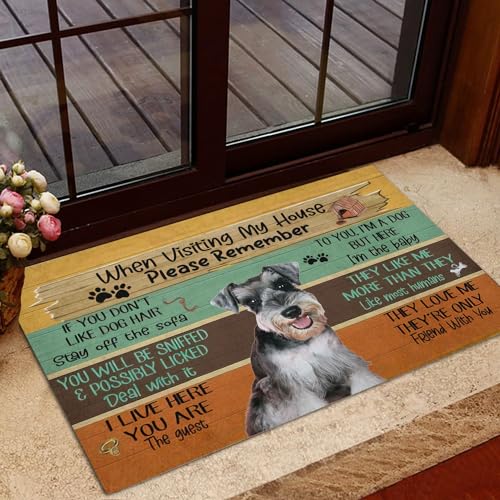 Atrapar Suciedad Felpudo Entrada Casa, 40X60Cm, Cuando Visites Mi Casa, Recuerda: Schnauzer Miniatura, Alfombrilla De Ducha Lavable Alfombra Exterior, Alfombrilla, para Interior Cocina