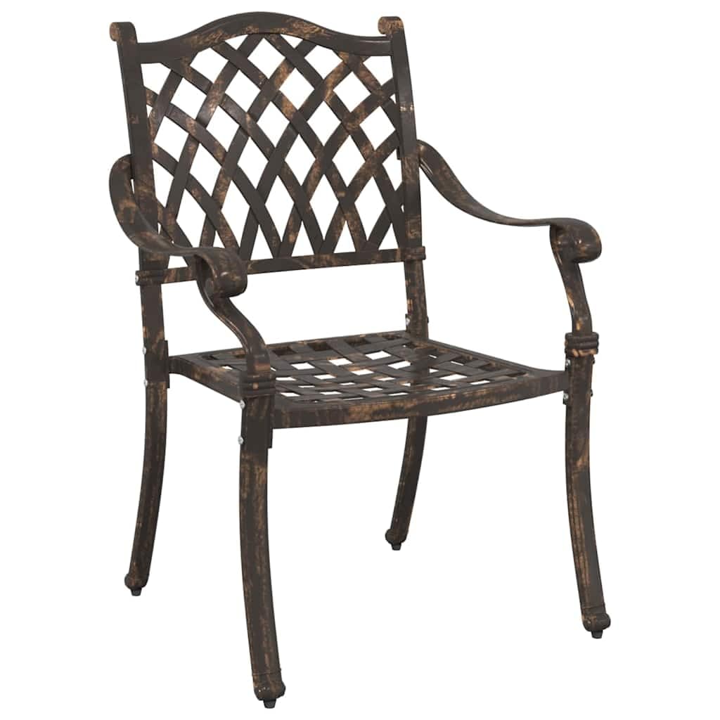 Ensemble de 5 meubles de jardin traditionnels en fonte d'aluminium avec 1 table de 80 x 80 cm et 4 chaises, salon à manger classique pour terrasse et jardin