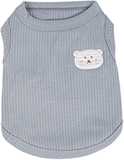 ペット服 犬服 tシャツ 綿製 春夏 秋冬 袖なし 犬の服 通気 柔らかさ ベスト シャツ 猫服 おしゃれ かわいい 小型犬 中型犬 ドッグウェア ベスト 洋服 可愛い 脱毛保護 お散歩 (グレーブルー,S)