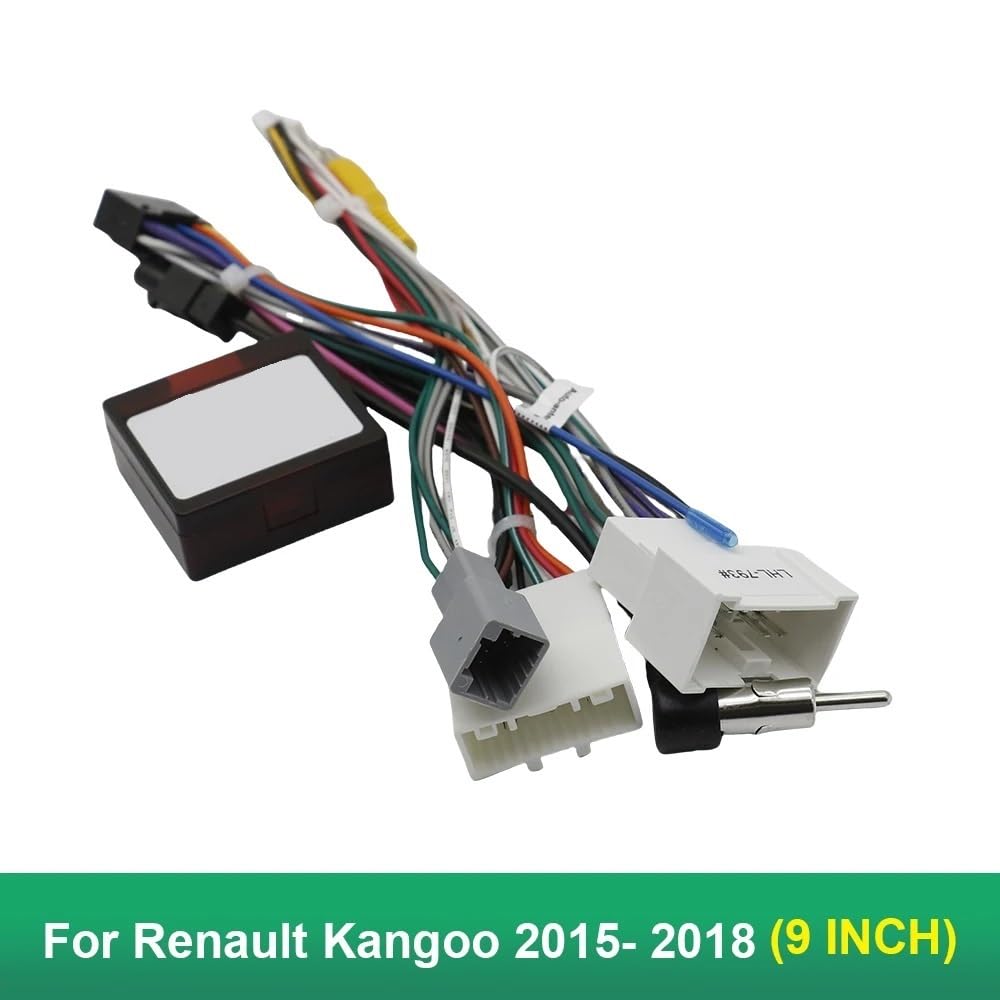 Cadre Façade Cache-Radio Façade autoradio 2 DIN 9 Pouces Compatible avec Renault Kangoo 2015-2018 (Cadre et Panneau d'installation pour DVD Double DIN) | Vehicle cables