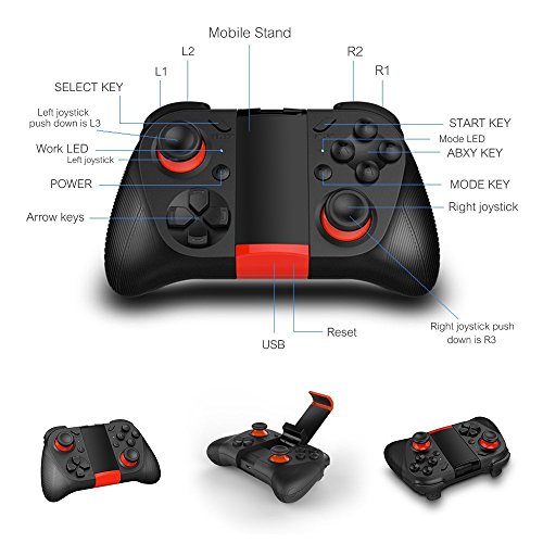 TNP Bluetooth Game-Controller Wireless Gamepad Joystick Joystick mit Handy-Clip für Android Samsung S7 S6 Edge Note 5 Nexus LG Smartphone Tablet Emulator Gear VR Windows PC via BT HID Protokoll - Image 6