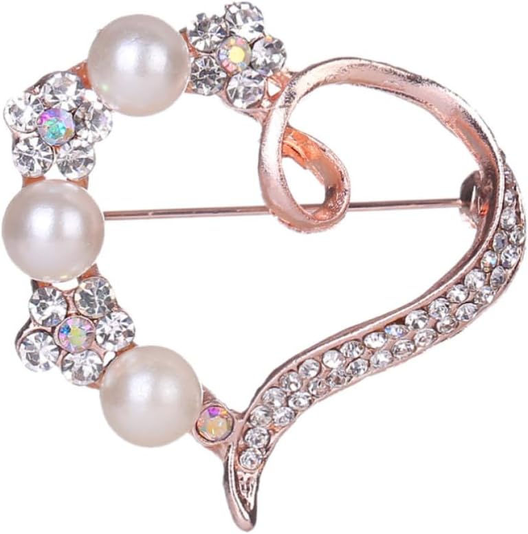 Peach Heart Pattern Brooch Pin Alloy Cloth Decor for Daily Wear