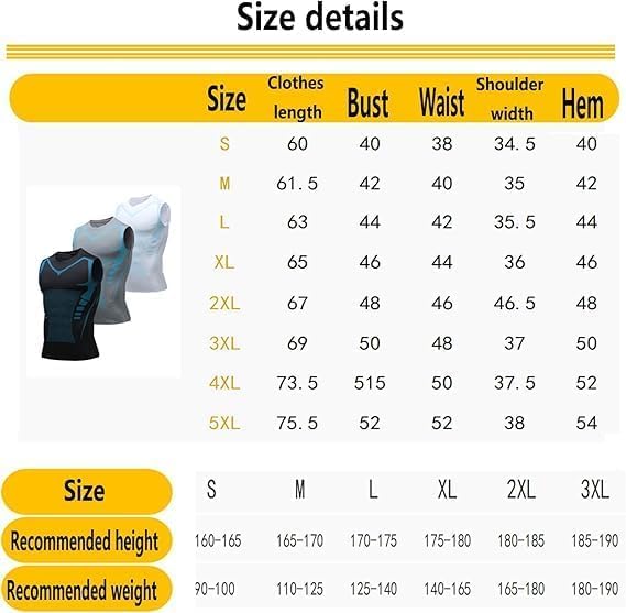 Chaleco de compresión adelgazante para hombre, camiseta interior sin mangas o capa base. Aspecto aerodinámico. Soporte muscular apretado. Piel invisible debajo de la parte superior