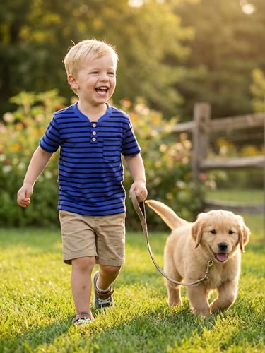 Image of Poroka 4 Pack Baby Boys and Toddlers Cotton Short-Sleeve T-Shirts Pocket Button Crew Neck Tee Short-Sleeve Shirts