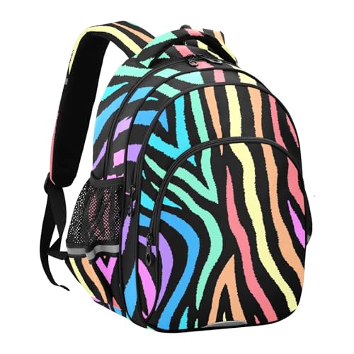 Sac à dos à rayures zébrées colorées pour filles et garçons