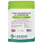 Lindens Zinc, Magnesium and Vitamin B6 Complex Tablets - 90 Pack - Reduction of Tiredness and Fatigue - UK Manufacturer, Letterbox Friendly
