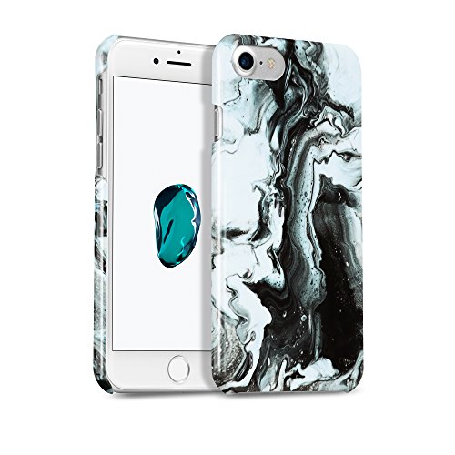GMYLE iPhone 7 Case, Hard Case Cover Glossy for Apple iPhone 7 - [Black Water Marble] Pattern Ultra Slim Hard Back Cover Case