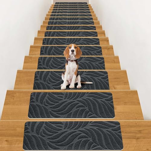 �ؐ��X�e�b�v�p����~�ߊK�i�p���ݔA15���p�b�N 7.4�C���`x21.7�C���` �K�i�J�[�y�b�g �ė��p�\�Ȑڒ��ܕt�� ����~�ߔ������ē\�郉�O �q����y�b�g�p (�_�[�N�O���[)