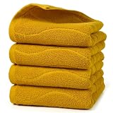 Wavy Striped Cotton Hand Towels Fall, Set of 4, Dry Your Hand Instantly