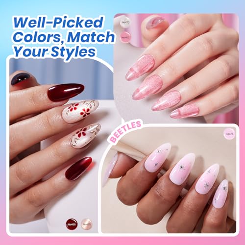 Image of Beetles Deal Box Jelly Fall Gel Nail Polish Set Soak Off UV LED | 36 Pcs 25 Colors Brown Green Blue Cat Eye Jelly Gel Polish Set, Hema and TPO Free with Base Top Coat for DIY Salon at Home