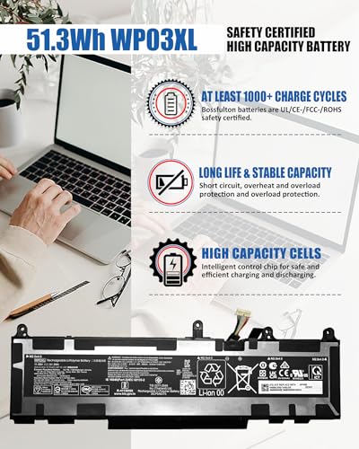 Image of 51.3Wh WP03XL M73466-005 Battery for HP EliteBook 830 835 840 845 860 865 / G9 835 840 845 860 865 G10 / EliteBook x360 1040 G9 G10 Series M73466-005 M64305-421 L78555-005 - 11.58V 4249mAh