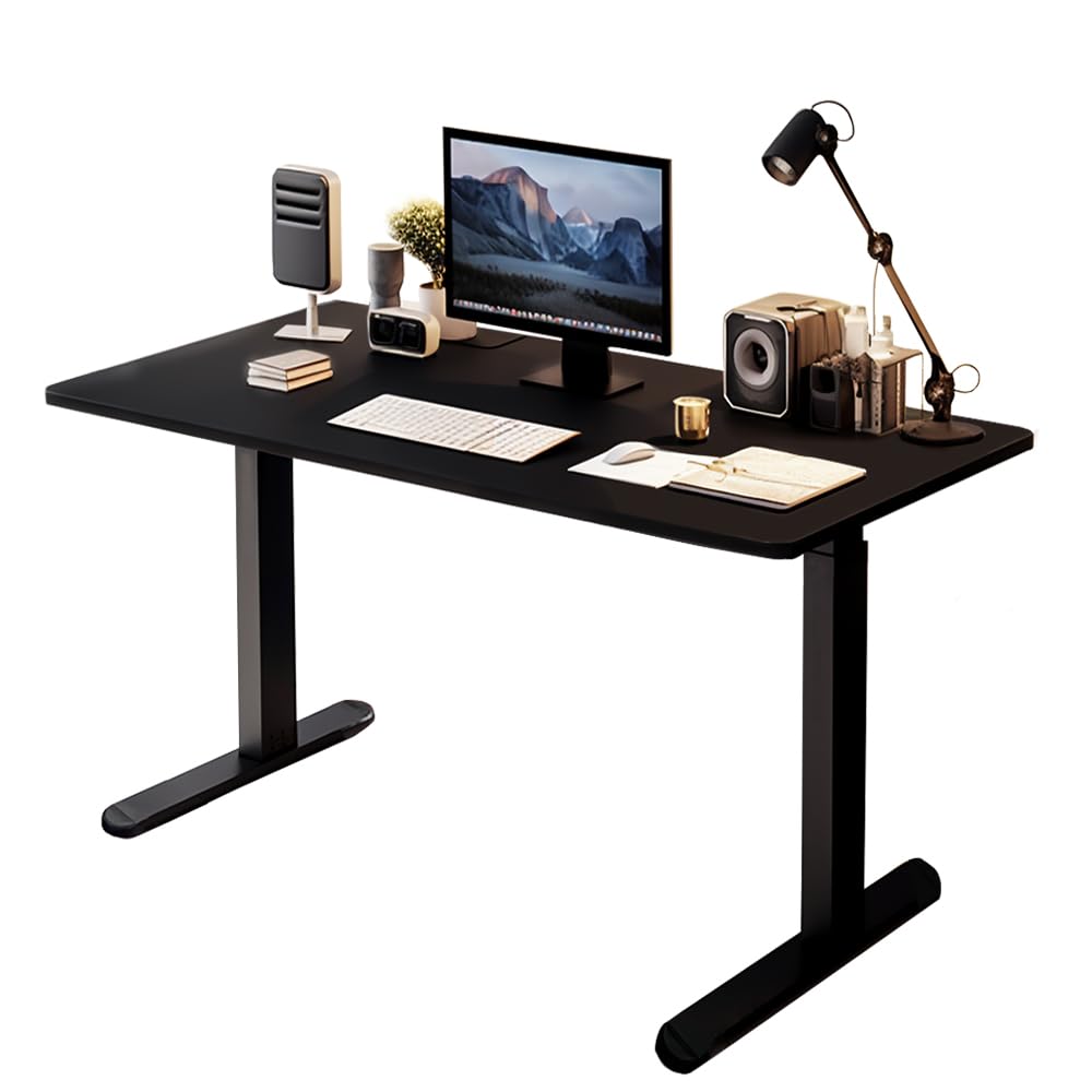 QLLY Height Adjustable Standing Desk 47 Inch/120cm, Sturdy Working Writing Table for Home Office Workstation, Black