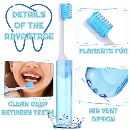 Apricitie 8 Stück Reisezahnbürste mit Zahnpasta, Klappbar Reise Zahnbürste Set Travel Toothbrush Mini Zahnbürste für Unterwegs Reisen Kinder Erwachsene (Bunt)