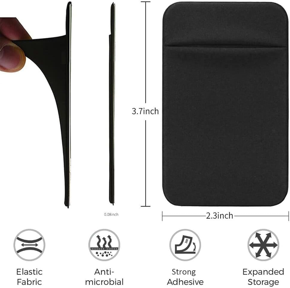 Image of Mizi (4 Pack Adhesive Phone Stretchy Wallet, Card Holder for Back of Phone Stick on Phone Cases for iPhone /Android /Samsung Galaxy - (Pink /HotPink /Purple /Red)