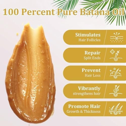 Miniatura 3 de Aceite de batana para el crecimiento del cabello, 100% aceite de batana natural sin refinar, batana orgánica cruda revitalizada fuerza del cabello,