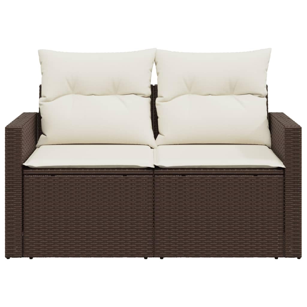 Divano da Esterno a 2 Posti Divano da Giardino 2 Posti Salotto da Giardino con Contenitore Divanetto da Esterno con Cuscini in Polyrattan-Marrone-2 Posti-2