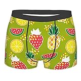 Herren taillierte Boxershorts Hipster Boxershorts Sommer Ananas Erdbeeren Weiche Herren Trunks, Schwarz , XL