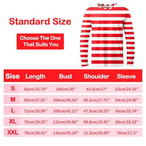 Gumyawl Adult Red And White Striped Shirt Men Women'S Funny Halloween Costumes Shirt Hat Socks And Glasses Suits thumb #4