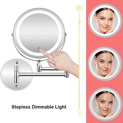 Miroir de maquillage mural rechargeable à écran tactile et double source