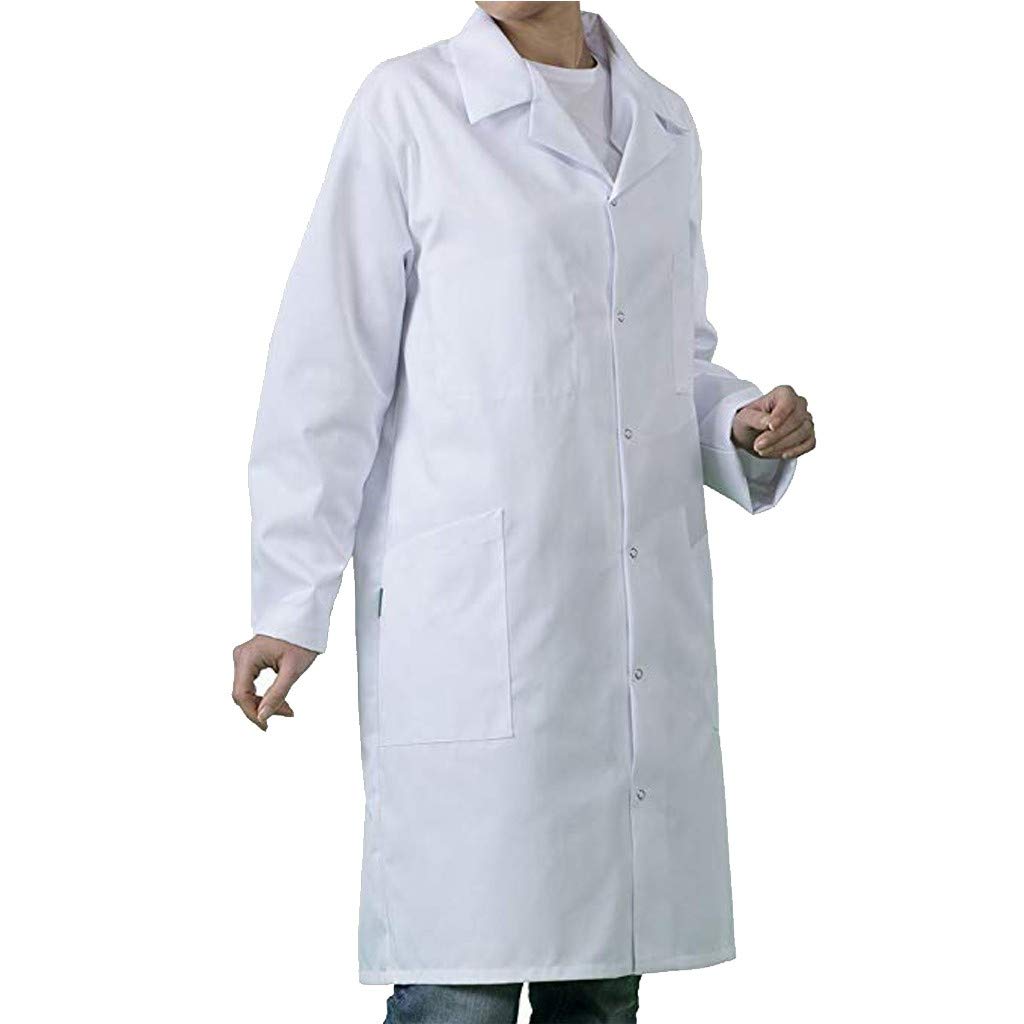 Blouse Blanche Chimie Lycée Coton, Blouse Chimie Laboratoire, Homme Femme Manche Longue Chemise De Médecin Médical Avec Poche Et Bouton Pour Chimie étudiant Et Lycée Hospital Industriel école S-3XL