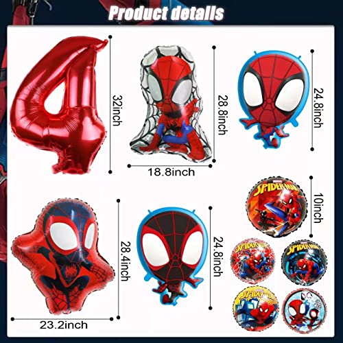 9Pieces Spider And His Amazing Friends Foil Balloons For Superhero Birthday Party Decoration Cartoon Foil Balloons Bouquet For Kid Birthday Party Decoration (Style 4) #TOP1