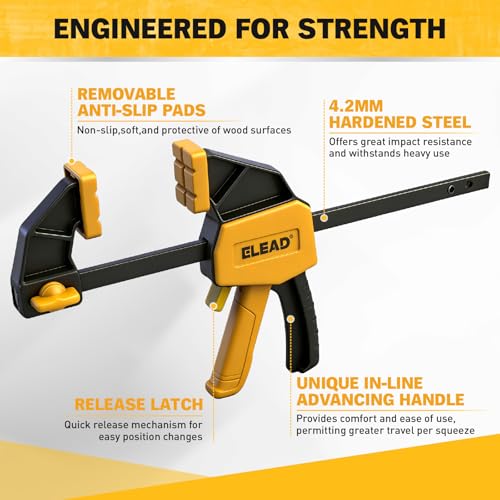 Image of 6 inch Mini Bar Clamps for Woodworking, 2-Piece One-Handed F Clamp /Spreader, 75LBS Load Limit Wood Clamp, Quick Release Grip Clamps for Table Wood Working, Light-duty Tools
