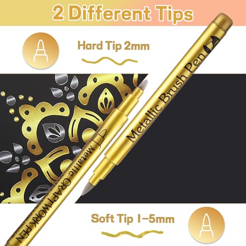 Thboxes 8 Stück Metallic Stifte, 4 Farben Metallic Marker Goldstift Silberstift Bronze Schwarz Acrylmarker Wasserfest Acrylstifte für Album Steine Holz Glas DIY Zeichnung