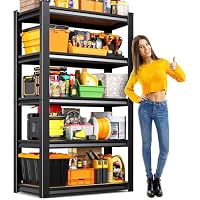 Aoaorgg 71.2 Inch H Heavy-Duty Garage Shelving Unit (11.8" D x 27.5" W x 71.2" H, Black)