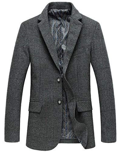 Chouyatou Men's Tailored Wool Blend Plaid Two-Button Suit Separate Coat