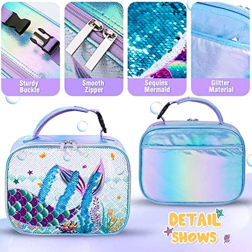 WAWSAM Kids Backpack Set - Sparkly School Backpack with Lunch Bag for Girls