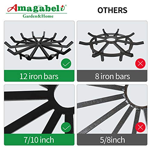 AMAGABELI GARDEN & HOME Fire Pit Grate Round 27 inch Fireplace Log Grate Solid Steel Firewood Burning Rack Holder Wrought Iron Heavy Duty Indoor Chimney Hearth Outdoor Firepit Wood Stove by AMAGABELI GARDEN & HOME - Image 3