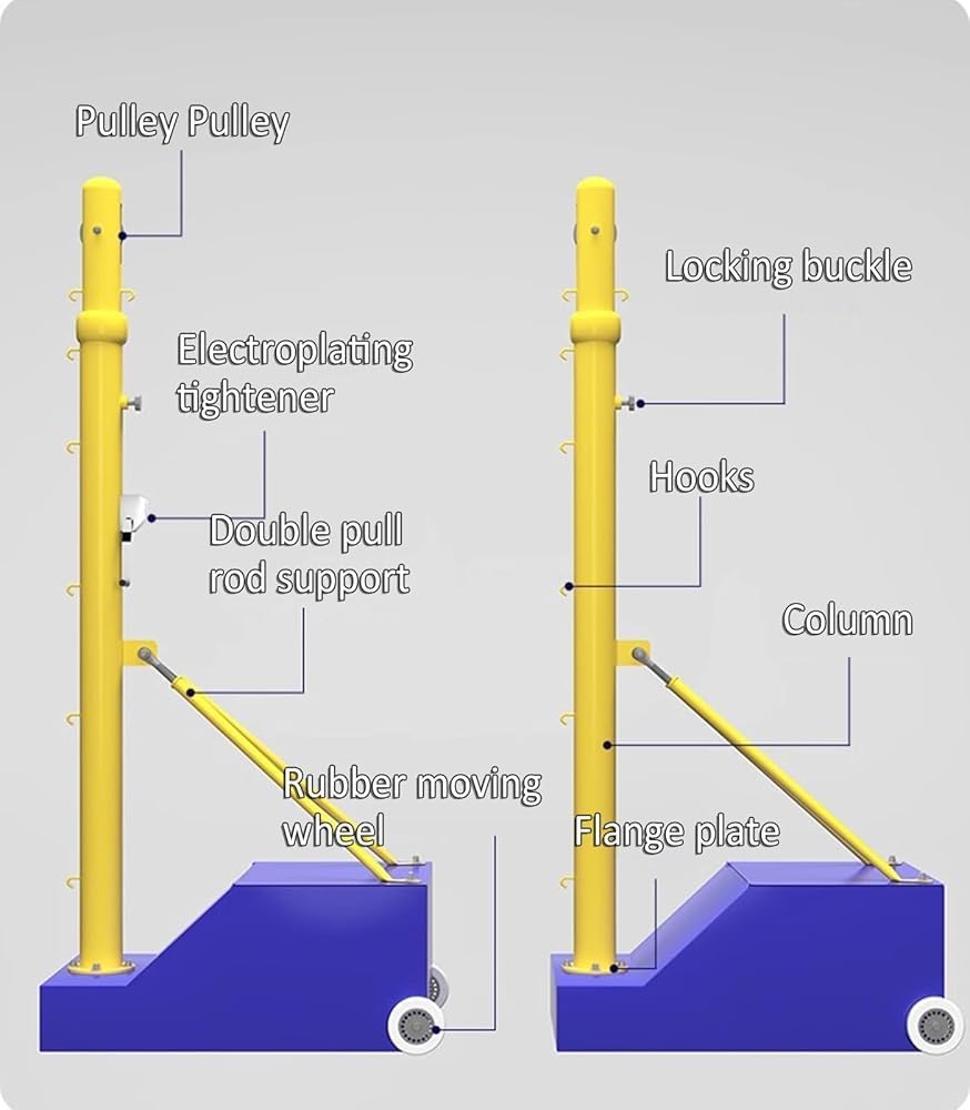 Volleyball net Steel Volleyball/Badminton Fillable Stand with Wheels Indoor & Outdoor Use Family Outdoor Games