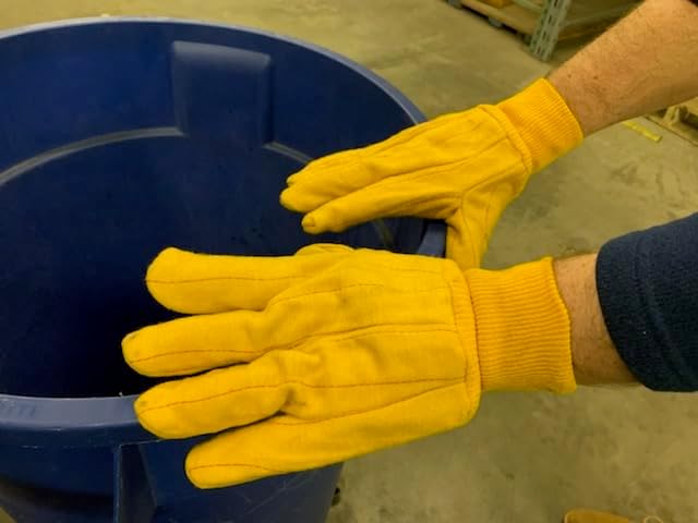 Stauffer Cotton Double Palm Chore Gloves with Knit Wrist Cuff | Yellow Color, 10" Length, 2 Ply Count - (Pack of 12) - Image 3