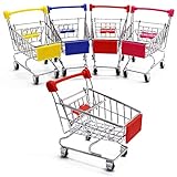 Zddaoole 5 Pcs Mini Shopping Cart,Mini Supermarket Handcart,Shopping Cart Shopping Utility Cart Mode Desk Storage Toy Desk Accessory Decoration Ornament Toys