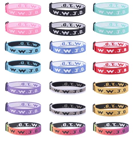 MOZAKA 21PCS WWJD Bracelets Pack Christian Gifts Adjustable Wristbands WWJD Jesus Bracelets Bulk What Would Jesus Do Bracelets with 21 Message Cards