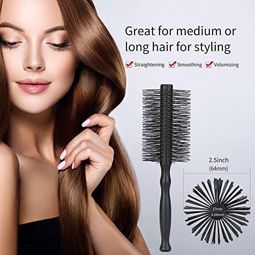 Large Round Hair Brush For Women Blow Drying, Soft Nylon Bristles, 2.5-Inch Diameter, Big Round Brush For Blowout, Styling, Curling, Smoothing Medium To Long Wavy, Curly, Thick Hair #TOP4