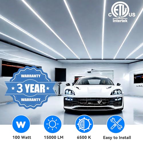 Image of SHOPLED 8FT 100W 15000LM 6000K Cool White High Output Linkable T8 Tube Fixtures, V-Shaped, 8 Foot Lights for Garage, Warehouse, 4 Pack